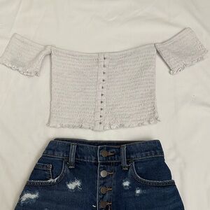 White Off-Shoulder Crop Top